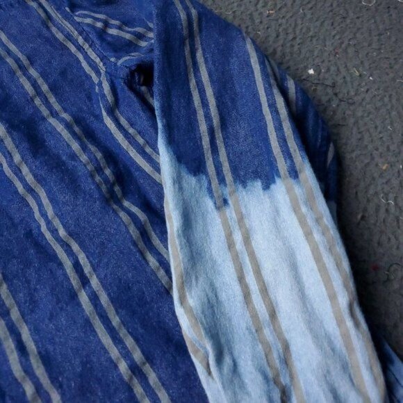 ASOS Ombre Denim Button Shirt Mens XS Extra Small Long Sleeve Blue Y2k - Picture 10 of 10